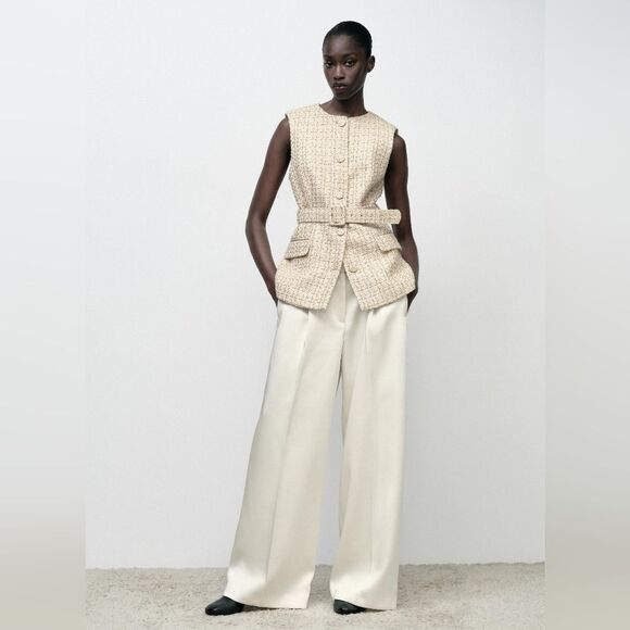 NWT ZARA Structured vest Bust 13 Inch Laying Flat Waist 12 Incn Flat - Picture 9 of 16